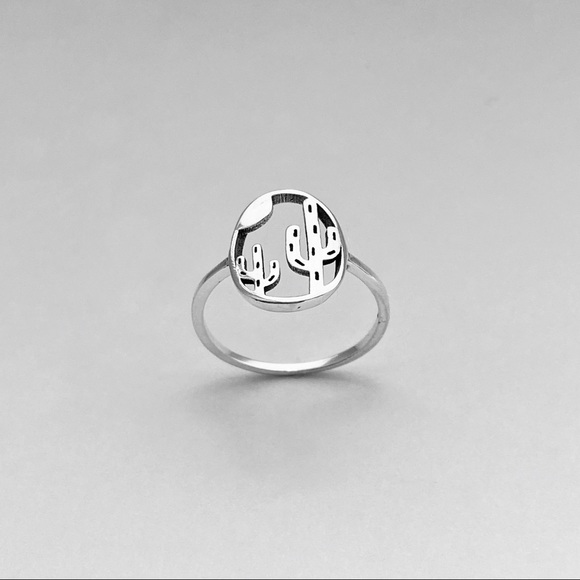Sterling Silver Double Cactus Ring, Desert trees, Silver Rings, Tree of Life - Picture 10 of 12